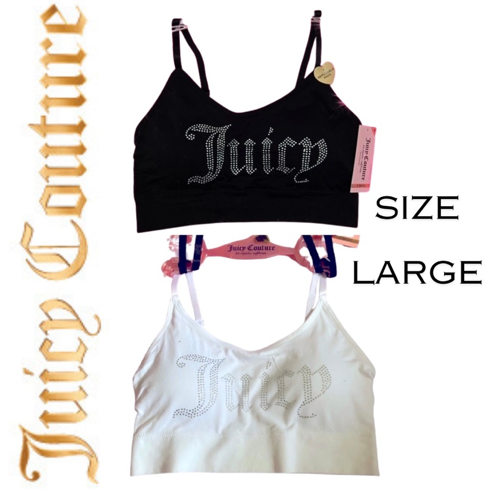 NEW Juicy Couture Black And White Two Pack Sports Bras Size Large